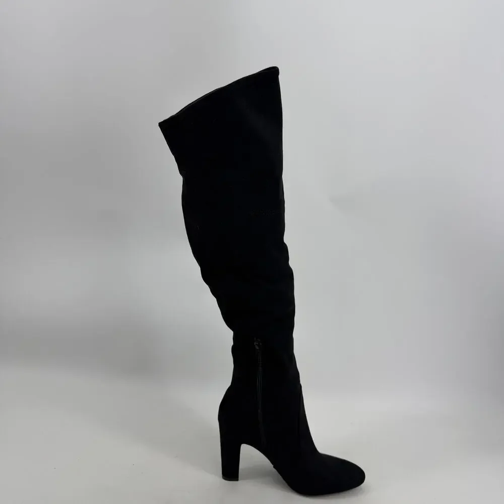 Unisa Over The Knee Riding Boots Womens 8.5M Black Faux Suede Block Heel Dressy